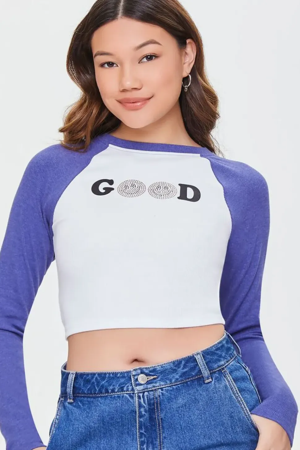 Rhinestone Good Graphic Baseball Tee