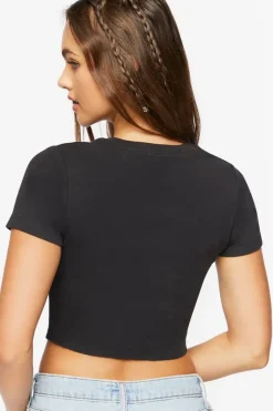 Rhinestone Graphic Cropped Tee