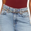 Rhinestone Heart Chain Belt
