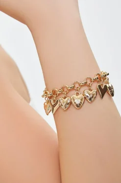 Rhinestone Heart Charm Bracelet