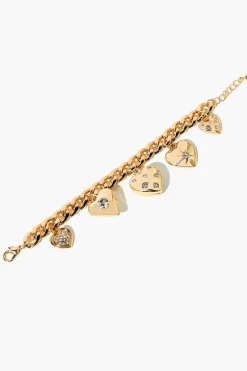 Rhinestone Heart Charm Bracelet