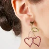 Rhinestone Heart Cherry Drop Earrings