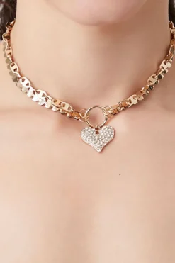 Rhinestone Heart Choker Necklace