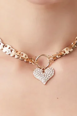 Rhinestone Heart Choker Necklace