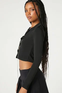 Rhinestone Lace-Up Crop Top
