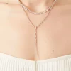 Rhinestone Layered Y-Chain Necklace