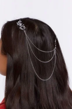 Rhinestone Leaf Layered Head Chain