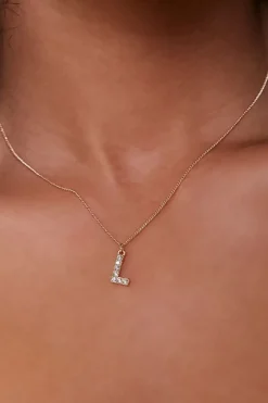 Rhinestone Letter Pendant Necklace