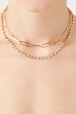 Rhinestone Link Chain Layered Necklace