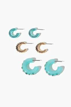 Rhinestone Open-End Hoop Earrings