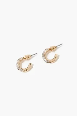 Rhinestone Open Hoop Earring Set