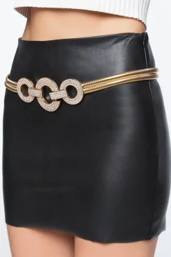 Rhinestone O-Ring Snake Chain Belt