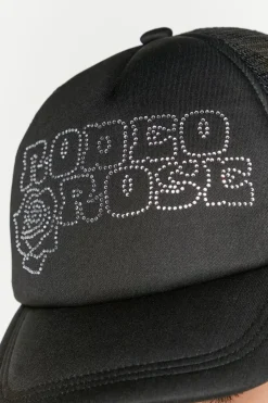 Rhinestone Rodeo Rose Trucker Hat