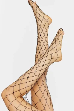 Rhinestone Sheer Fishnet Tights