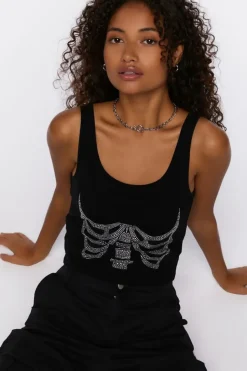 Rhinestone Skeleton Tank Top