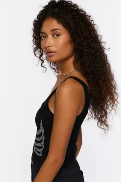 Rhinestone Skeleton Tank Top