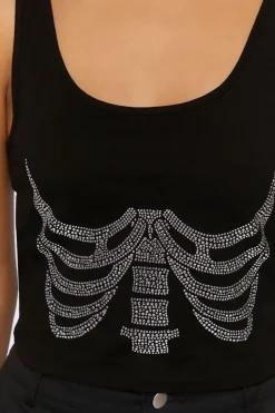 Rhinestone Skeleton Tank Top