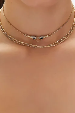 Rhinestone Snake Choker Necklace Set
