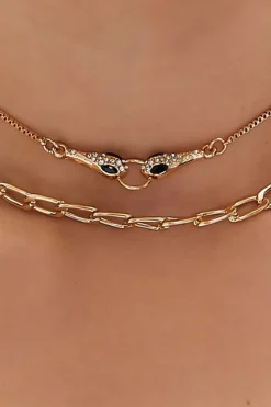 Rhinestone Snake Choker Necklace Set