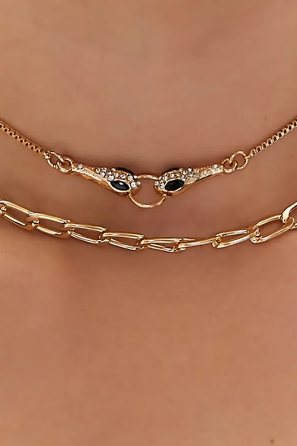 Rhinestone Snake Choker Necklace Set