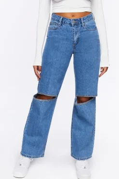 Rhinestone Split-Knee 90S-Fit Jeans