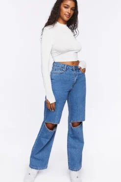 Rhinestone Split-Knee 90S-Fit Jeans