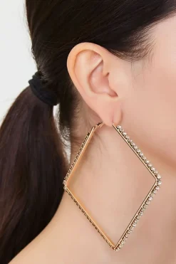 Rhinestone Square Hoop Earrings
