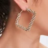 Rhinestone Square Hoop Earrings