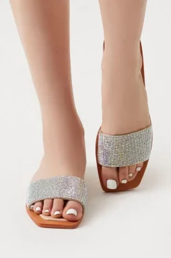 Rhinestone Square-Toe Sandals