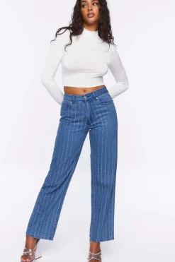 Rhinestone-Striped 90S-Fit Jeans