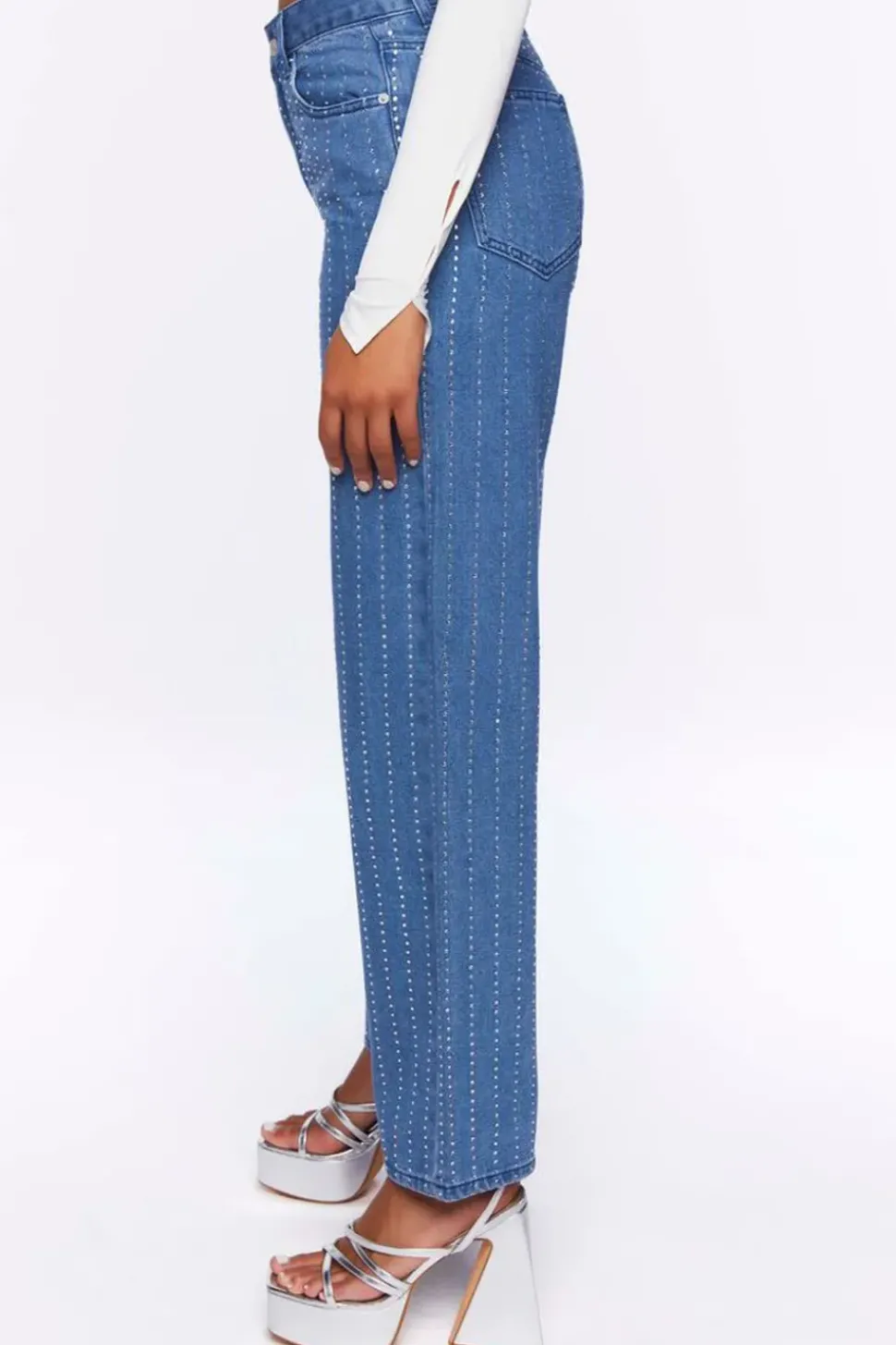 Rhinestone-Striped 90S-Fit Jeans