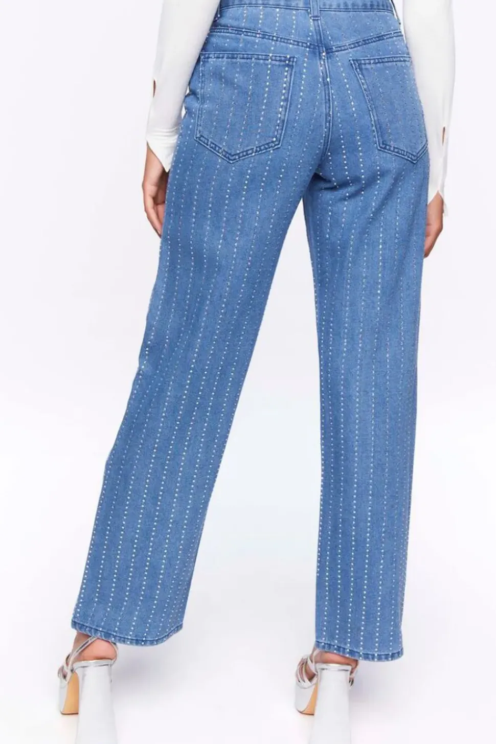 Rhinestone-Striped 90S-Fit Jeans