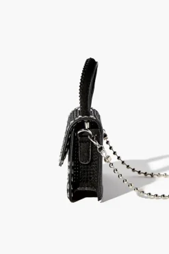 Rhinestone-Studded Mini Crossbody Bag