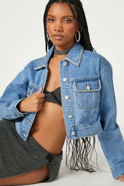 Rhinestone-Trim Trucker Jacket