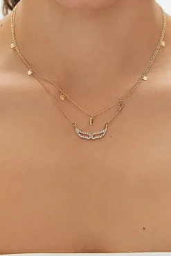 Rhinestone Wing Layered Necklace Set
