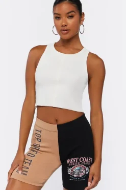 Ribbed Colorblock Biker Shorts
