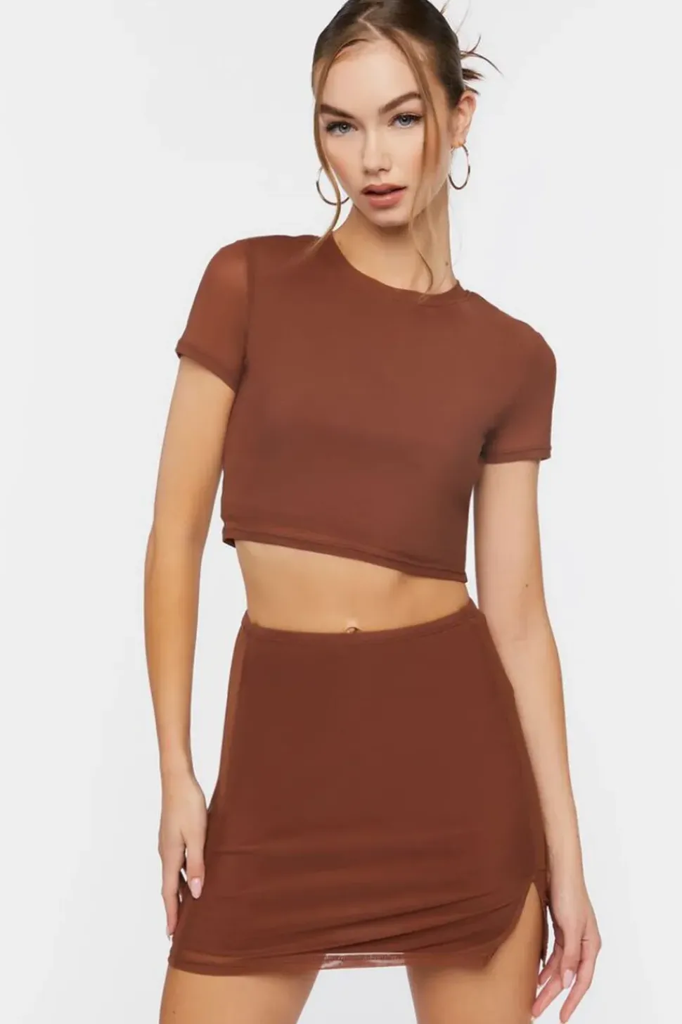 Ribbed Cropped Tee & Mini Skirt Set