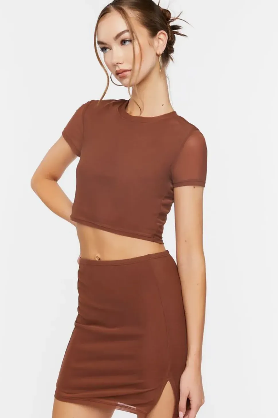 Ribbed Cropped Tee & Mini Skirt Set