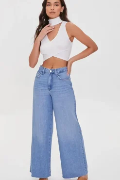 Ribbed Crossover Cutout Crop Top