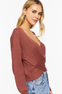 Ribbed Crossover Sweater