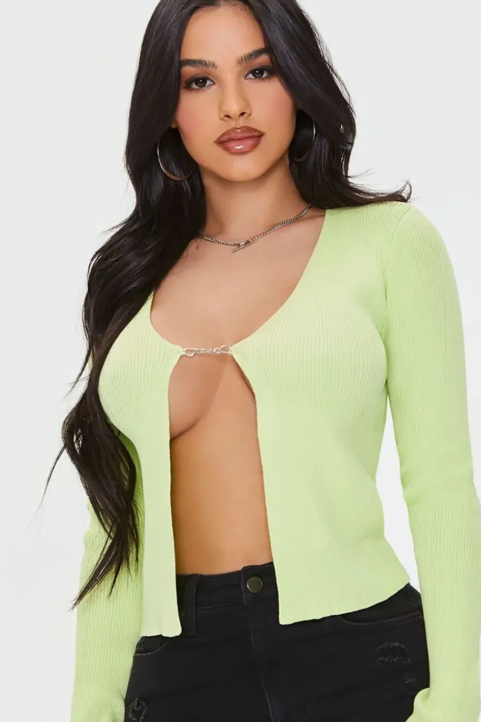 Ribbed Curb Chain Sweater