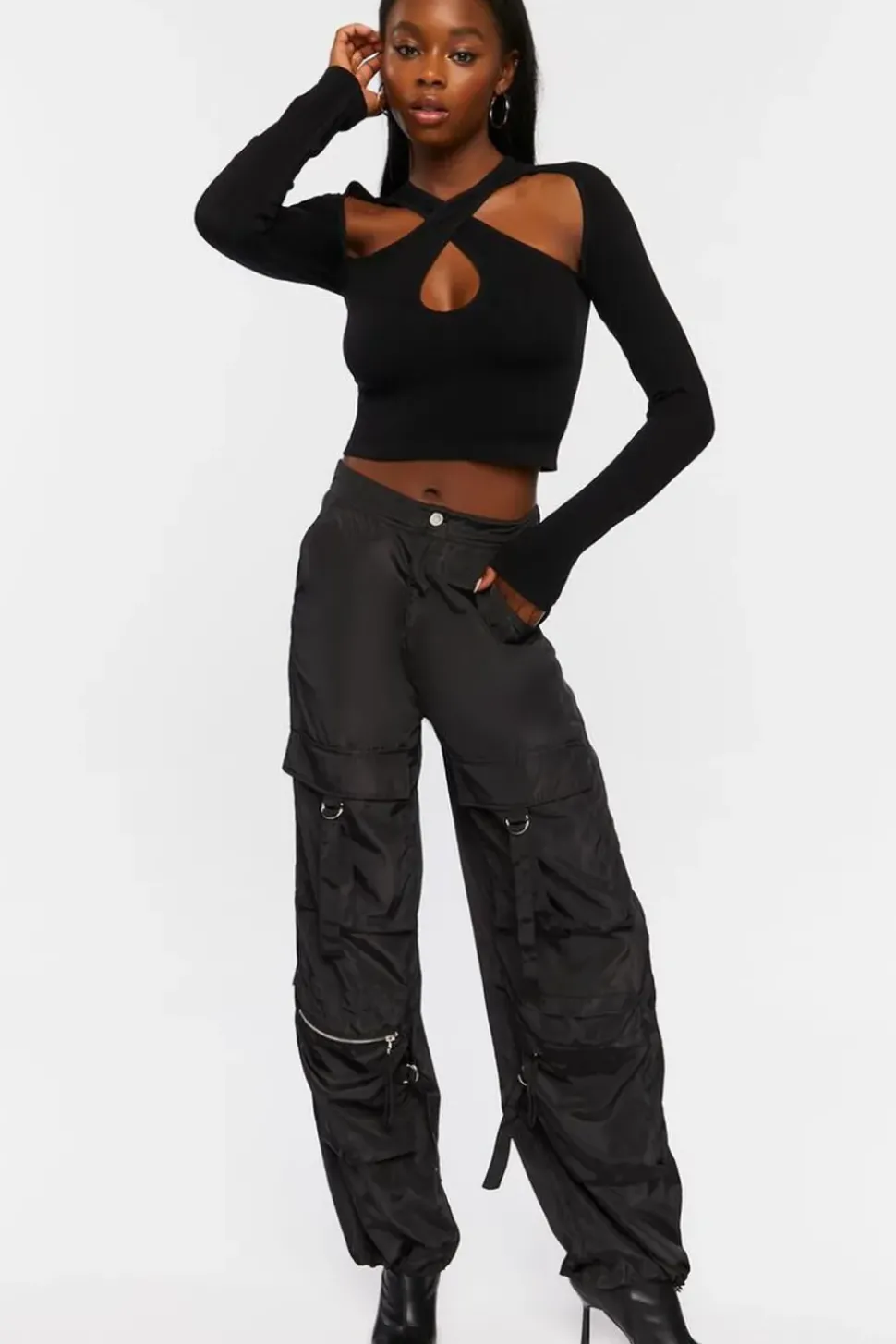 Ribbed Cutout Halter Crop Top