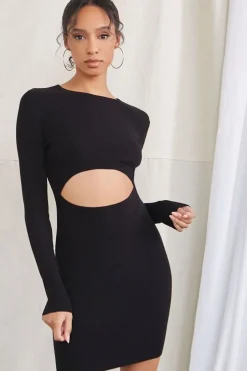 Ribbed Cutout Mini Dress