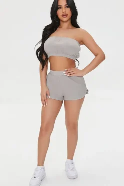 Ribbed Dolphin-Hem Shorts