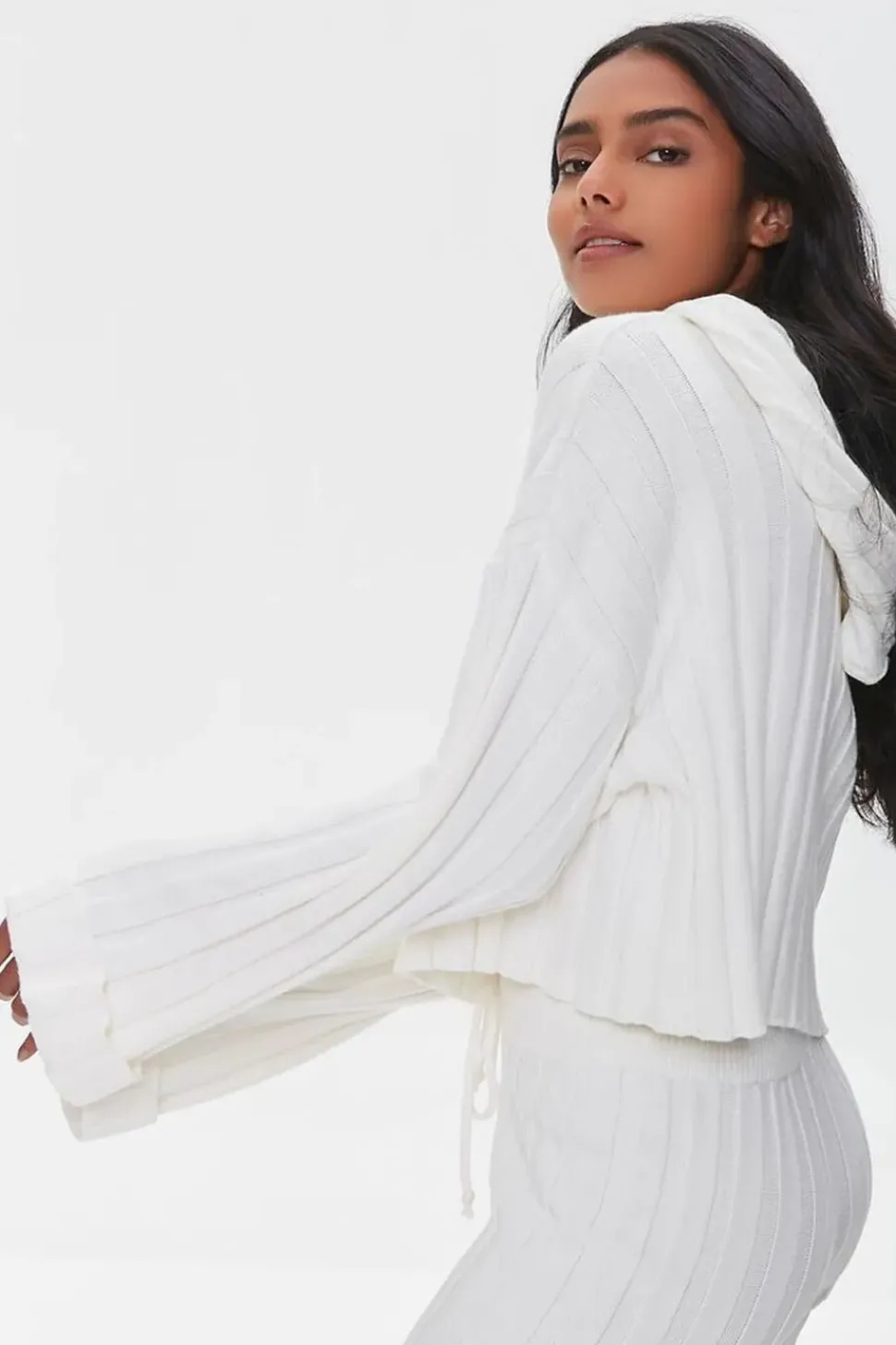Ribbed Drawstring Hoodie