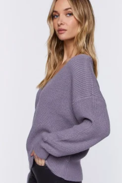 Ribbed Drop-Sleeve Sweater