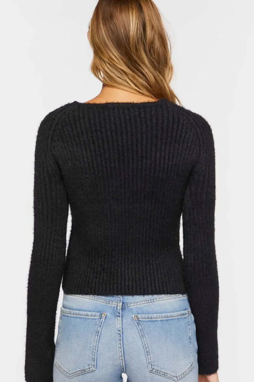 Ribbed Fuzzy Knit Sweater