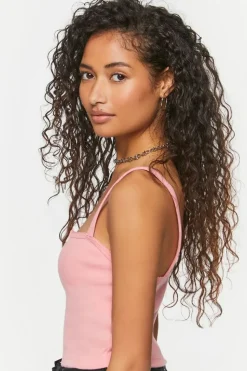 Ribbed Half-Button Cropped Cami