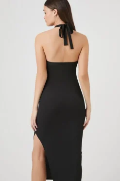 Ribbed Halter Bodycon Dress