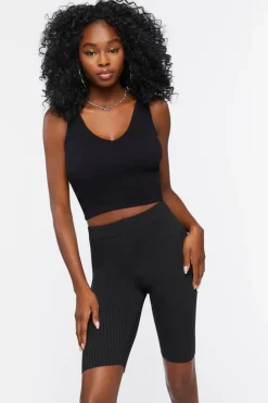 Ribbed Knit Biker Shorts